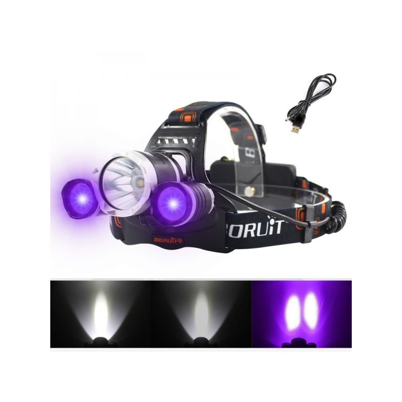 Boruit RJ-3000 LED Headlamp 1000 Lumens Brightness T6 White Light Waterproof for Outdoor Adventure Gear