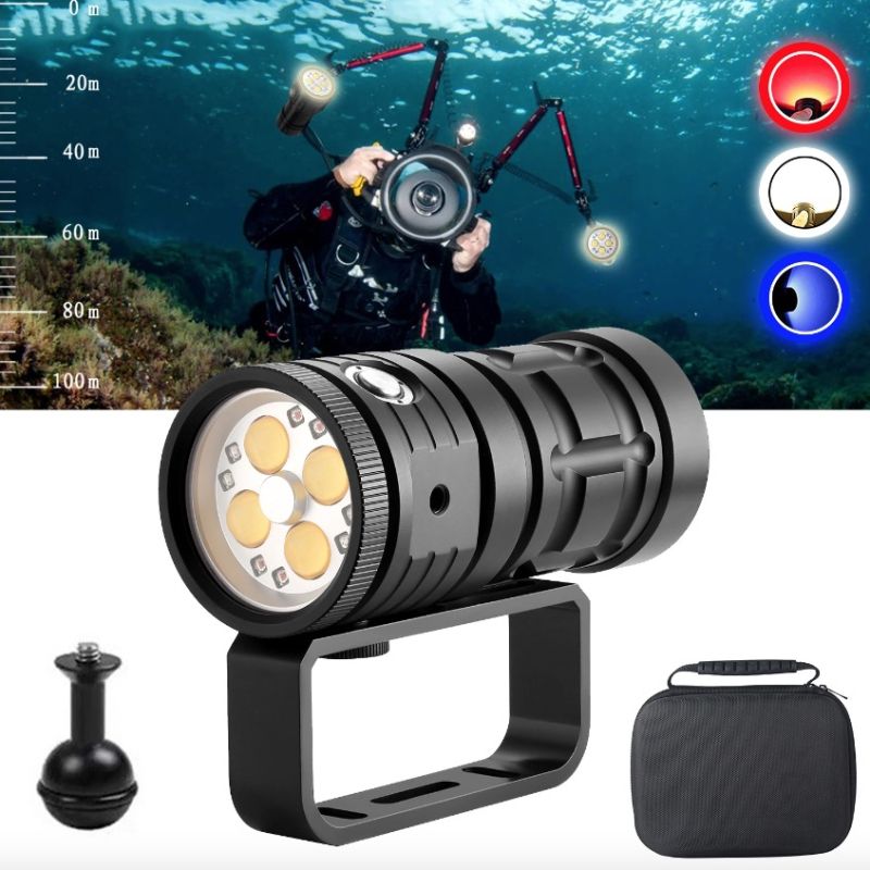 Diving Light Highlight Torch 10000 Lumens Tactical Diving Flashlight 100M Waterproof Underwater Adventure