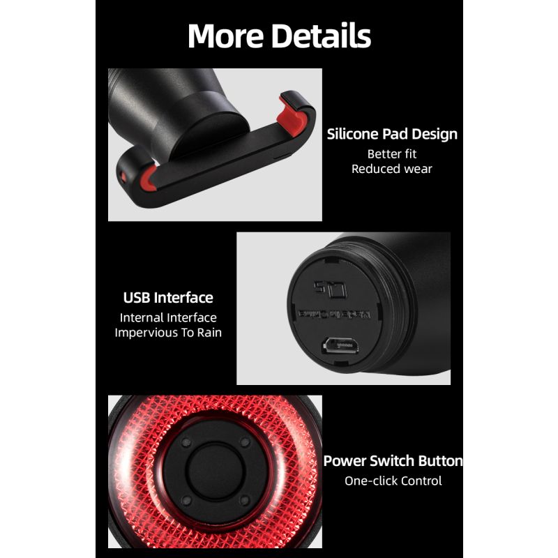 ROCKBROS Q5 Bicycle Smart Light Auto Brake Sensing LED Taillight IPX6 Waterproof Cycling Safety Equipment