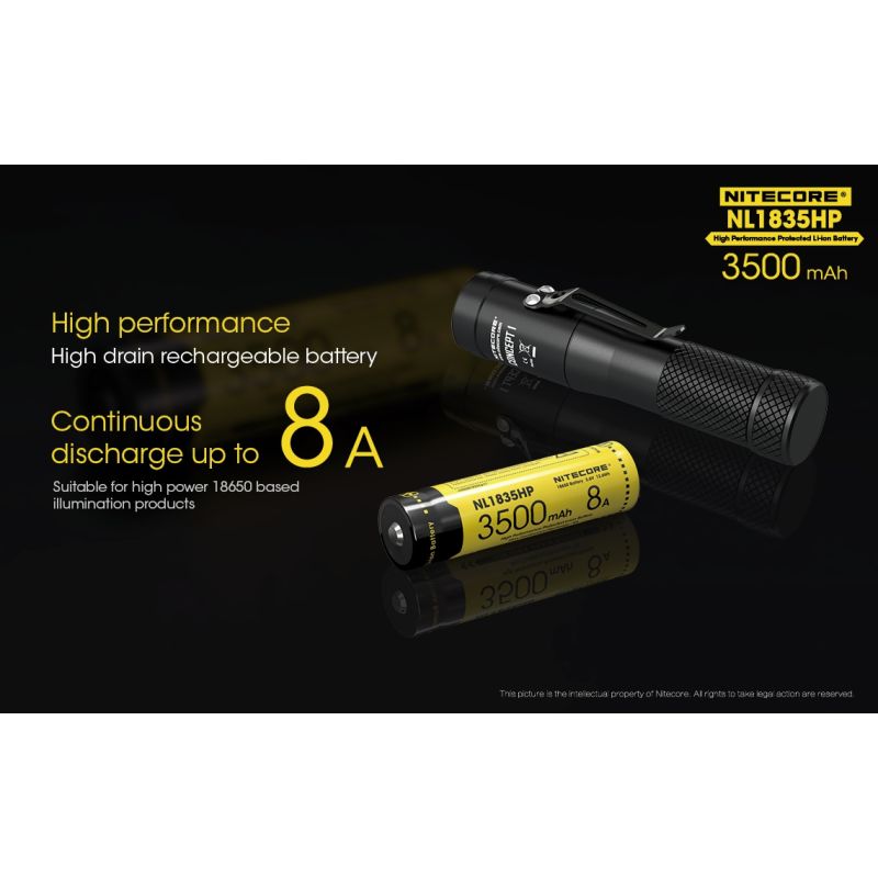 Nitecore NL1835HP 3500mAh Rechargeable 18650 Battery High Performance for Flashlight and Tech Gadgets