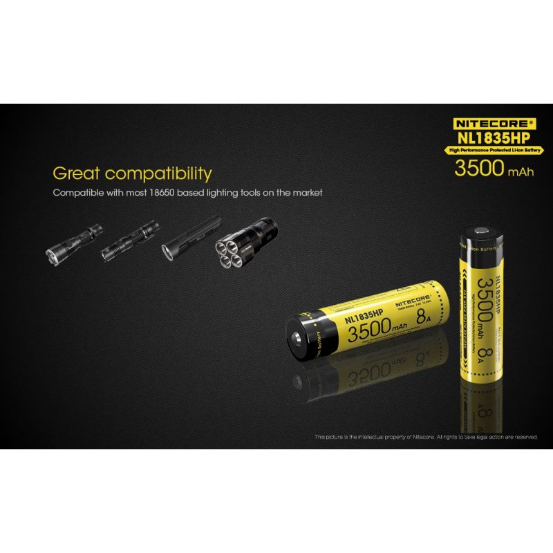 Nitecore NL1835HP 3500mAh Rechargeable 18650 Battery High Performance for Flashlight and Tech Gadgets