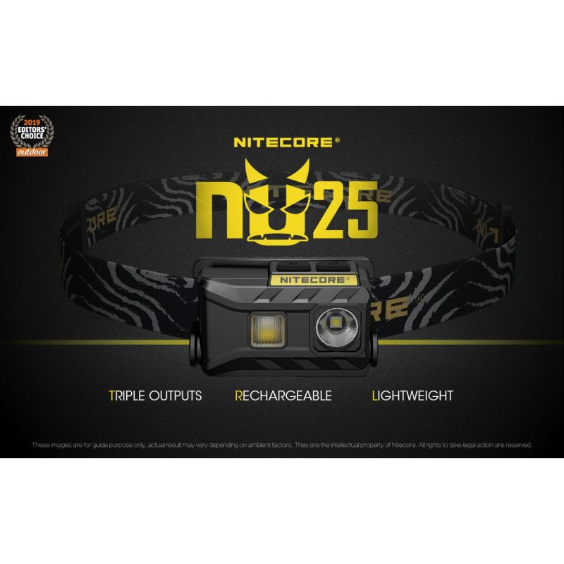 Nitecore NU25 XP-G2 S3 LED Rechargeable Headlamp 360 Lumens Lightweight Adventure Accessory Outdoor Lighting