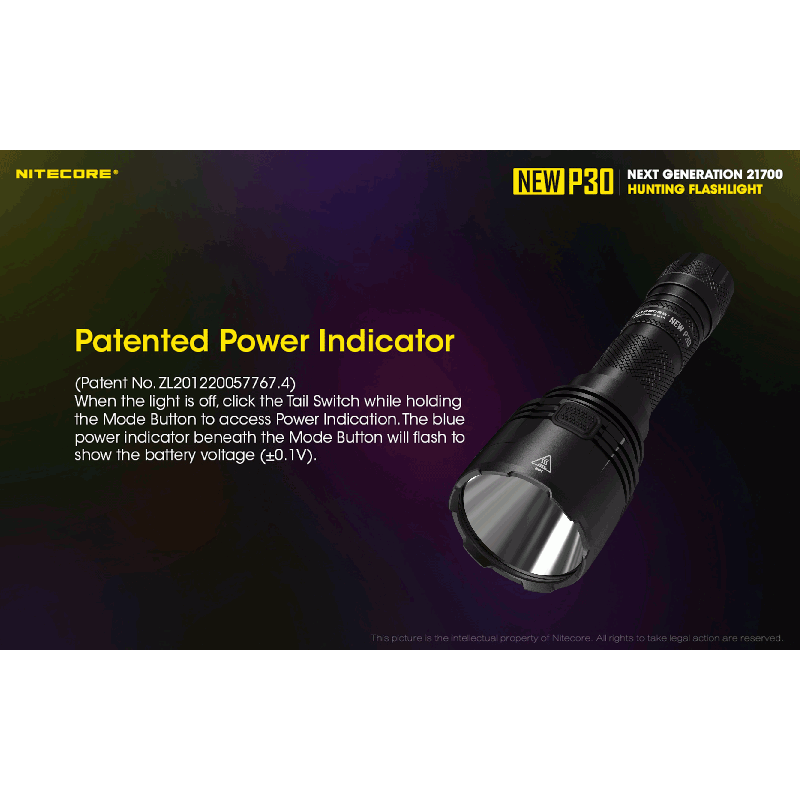 Nitecore P30 XP-L HI V3 1000 Lumens LED Flashlight High Performance 618 Meters Beam for Outdoor and Emergency Use