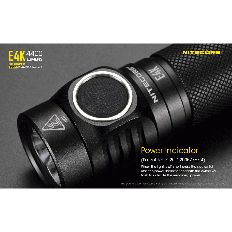 Nitecore E4K 4400 Lumens Compact EDC Flashlight Portable and Durable with Advanced Optical System