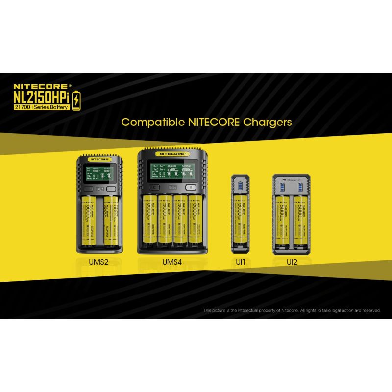 NITECORE NL2150HPi 5000mAh 21700 Li-ion Rechargeable Battery High Performance for Flashlight and Vape