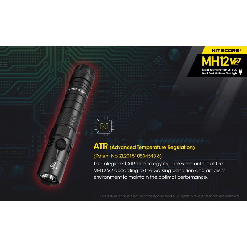 Nitecore MH12 V2 XP-L2 V6 LED Flashlight 1200 Lumens Portable Bright Outdoor Lighting Reliable Illumination