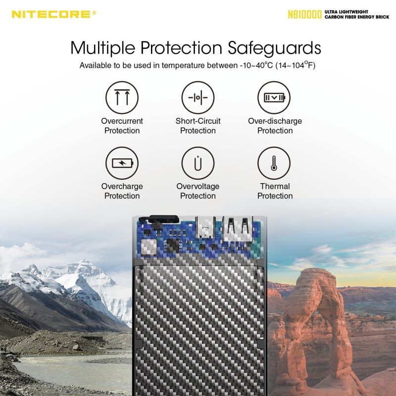 NITECORE NB10000 QC Dual Port USB-C 10000mAh Power Bank Lightweight Fast Charging for Travel and Outdoor