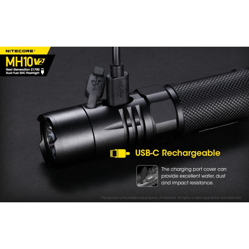 NITECORE MH10 V2 Compact 1200 Lumens LED Flashlight USB-C Charging Durable Adventure Gear High Performance