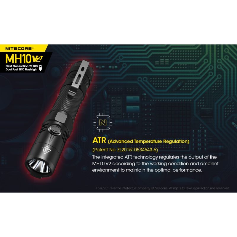 NITECORE MH10 V2 Compact 1200 Lumens LED Flashlight USB-C Charging Durable Adventure Gear High Performance