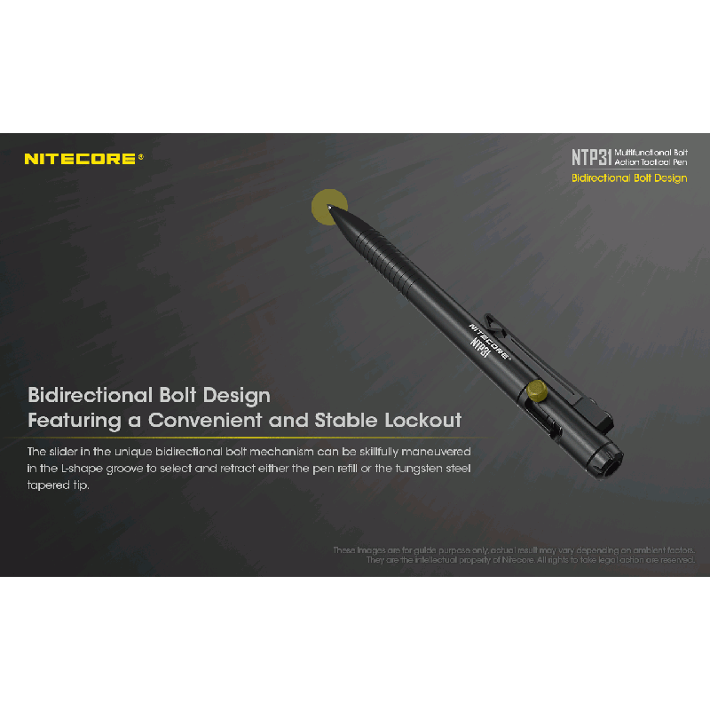 NITECORE NTP31 Ergonomic Bolt Action Tactical Pen Durable Aluminum Alloy Multifunctional Glass Breaker