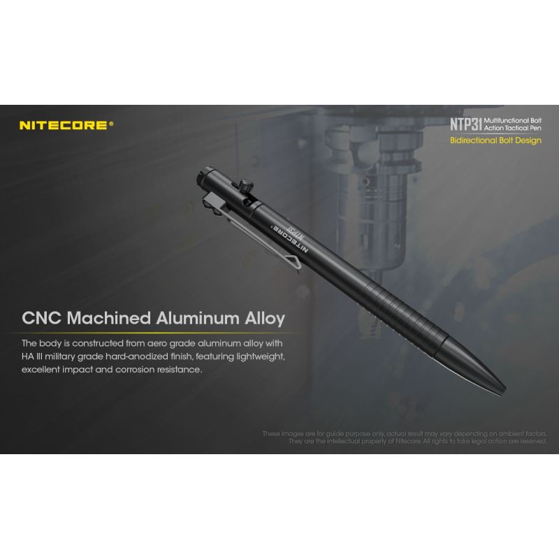 NITECORE NTP31 Ergonomic Bolt Action Tactical Pen Durable Aluminum Alloy Multifunctional Glass Breaker