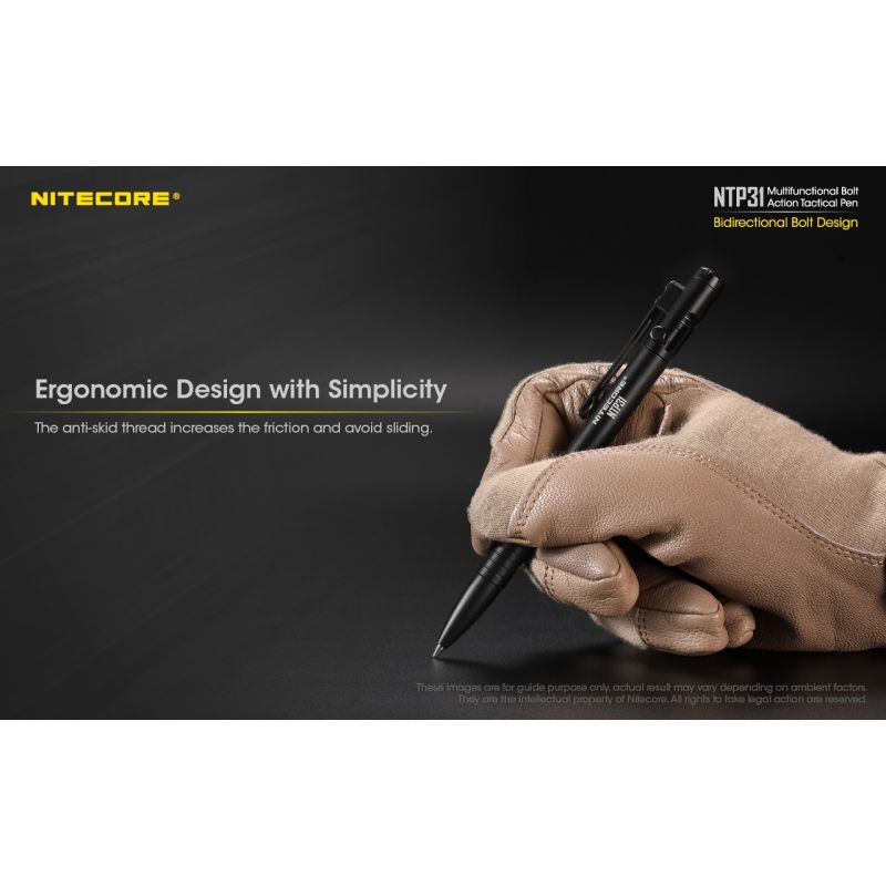 NITECORE NTP31 Ergonomic Bolt Action Tactical Pen Durable Aluminum Alloy Multifunctional Glass Breaker