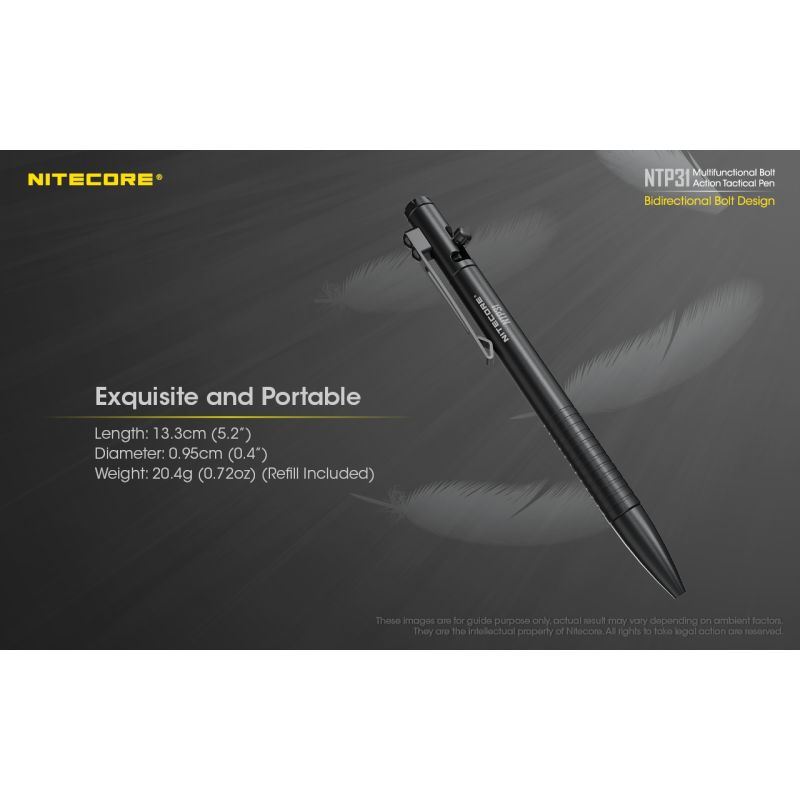 NITECORE NTP31 Ergonomic Bolt Action Tactical Pen Durable Aluminum Alloy Multifunctional Glass Breaker