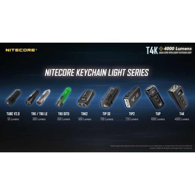 Nitecore T4K 4000 Lumens Portable Keychain Flashlight USB-C Compact Outdoor Gear with XP-L2 V6 LEDs