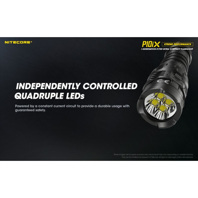 Nitecore P10iX 4000 Lumens Powerful Tactical Flashlight 4 x XP-L2 V6 LED 158m Beam Long Runtime Durability