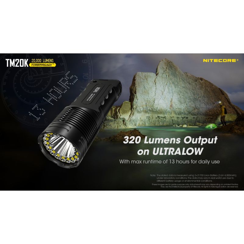 Nitecore TM20K LED Flashlight 20000 Lumens USB-C Rechargeable Durable Adventure Gear for Search and Rescue