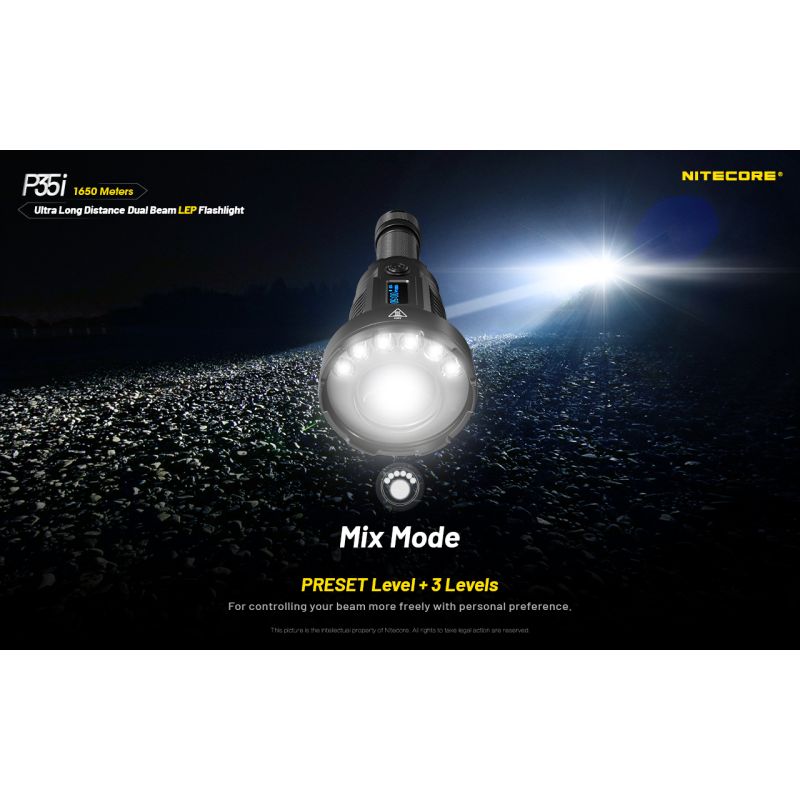 NITECORE P35i 6x XP-G3 LED Rechargeable Flashlight 3000 Lumens Ultra Long Range Dual Beam Outdoor Searchlight