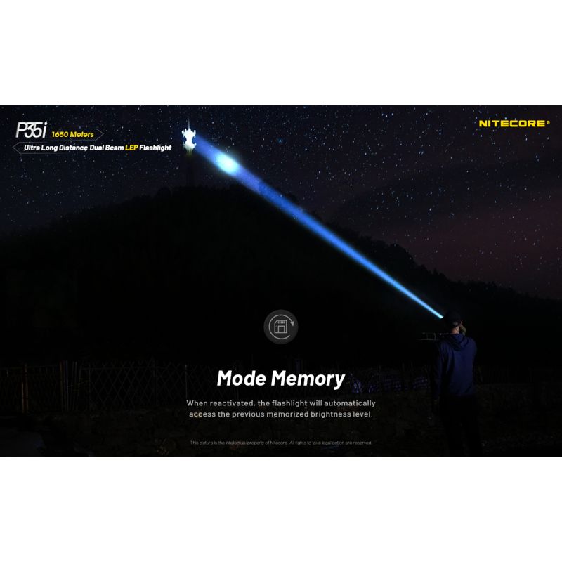 NITECORE P35i 6x XP-G3 LED Rechargeable Flashlight 3000 Lumens Ultra Long Range Dual Beam Outdoor Searchlight