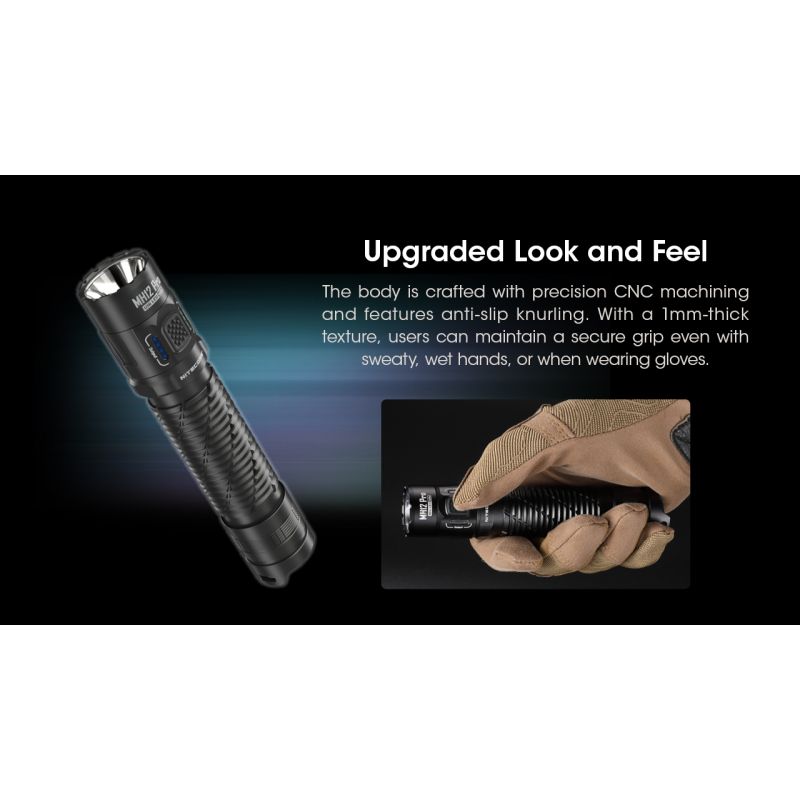 Nitecore MH12 Pro USB-C Rechargeable Flashlight 3300 Lumen High-Intensity Beam for Night Hikes and Adventures