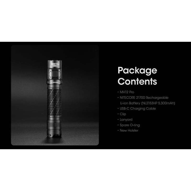 Nitecore MH12 Pro USB-C Rechargeable Flashlight 3300 Lumen High-Intensity Beam for Night Hikes and Adventures