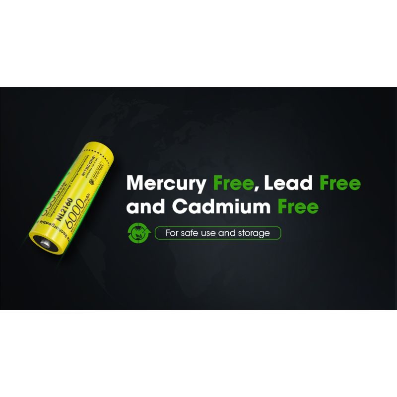 NITECORE NL2160 6000mAh 21700 Li-ion Rechargeable Battery 
