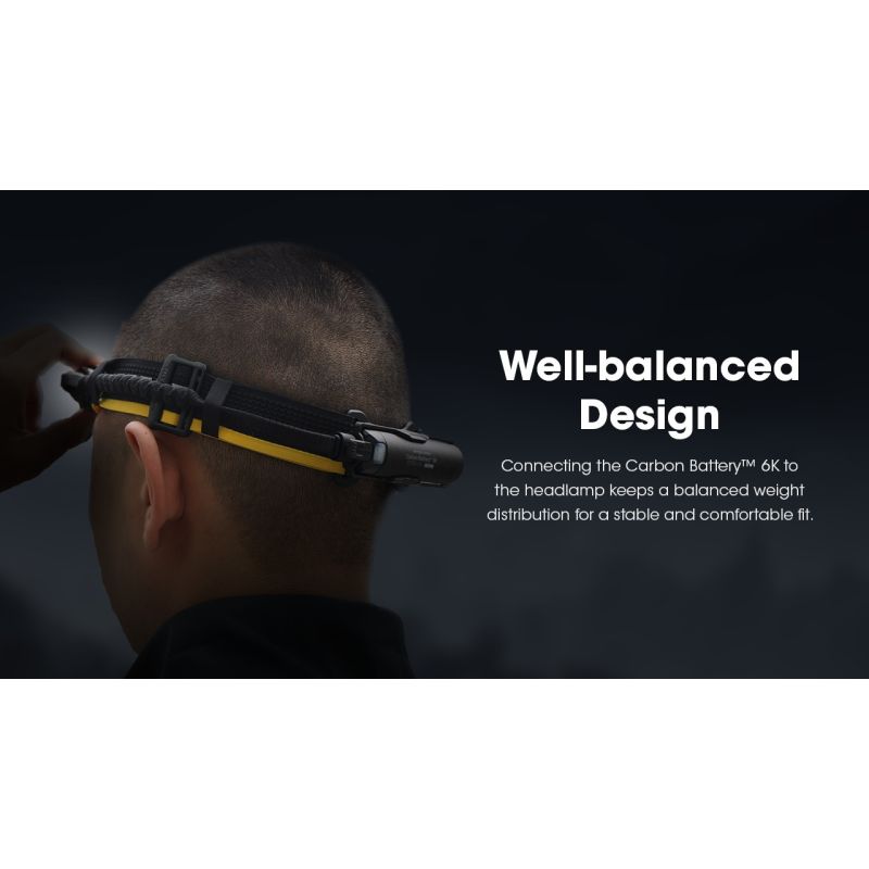 Nitecore Carbon Battery 6K Kit Headlamp Runtime Extender for NU40, NU43, NU45, NU50, and HC65 UHE Headlamps