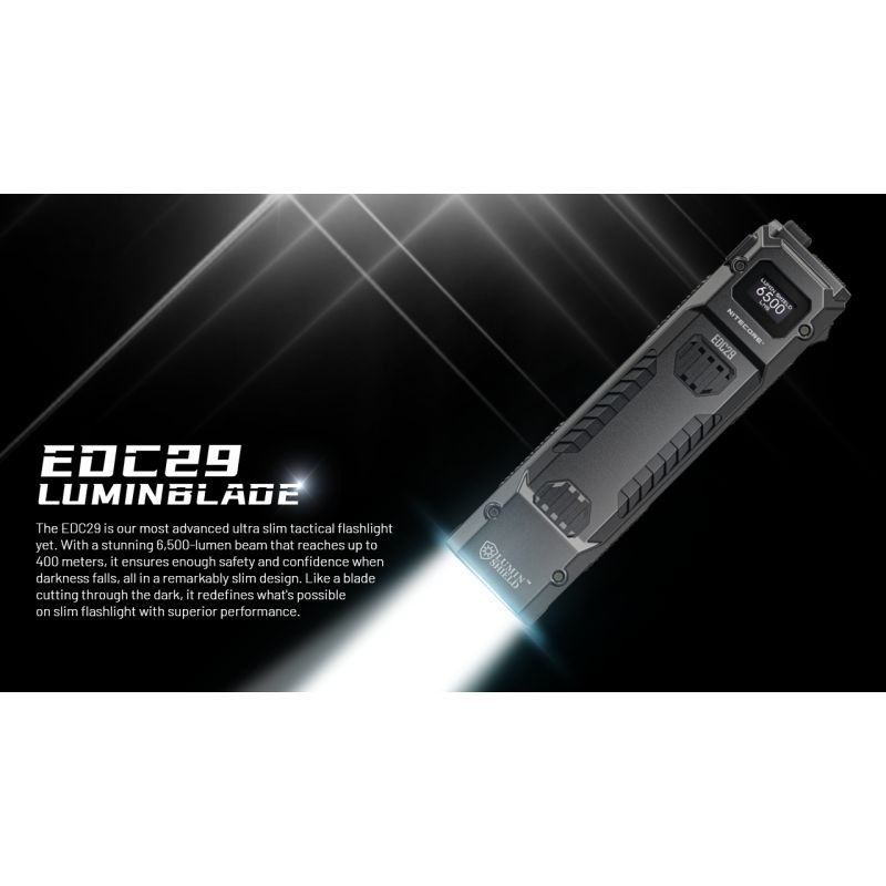 NITECORE EDC29 6500 Lumens USB-C Rechargeable Flashlight Long-Range Visibility Everyday Carry Adventure
