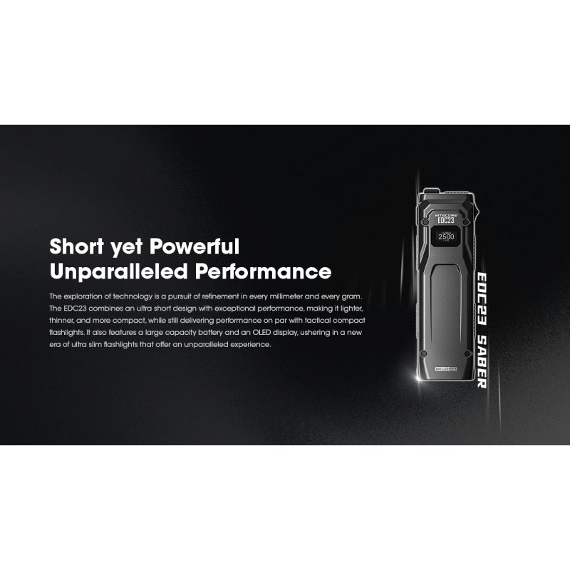 NITECORE EDC23 UHi LED Flashlight 2500 Lumens USB-C Rechargeable Compact Durable Outdoor Everyday Carry