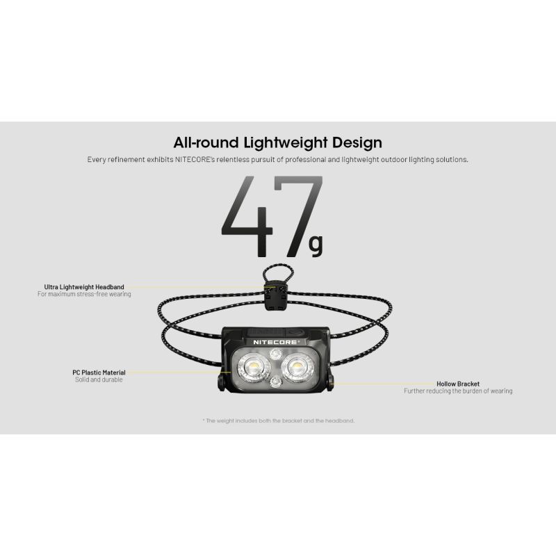 NITECORE NU25 MCT UL 400 Lumen Headlamp Lightweight USB-C Rechargeable for Hiking Camping and Emergencies