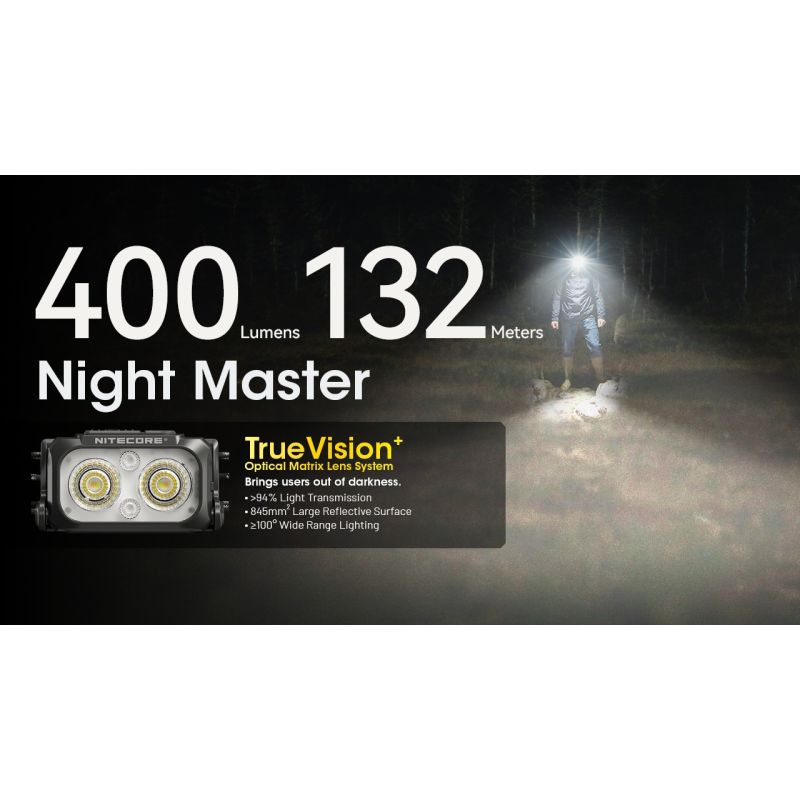 NITECORE NU25 MCT UL 400 Lumen Headlamp Lightweight USB-C Rechargeable for Hiking Camping and Emergencies