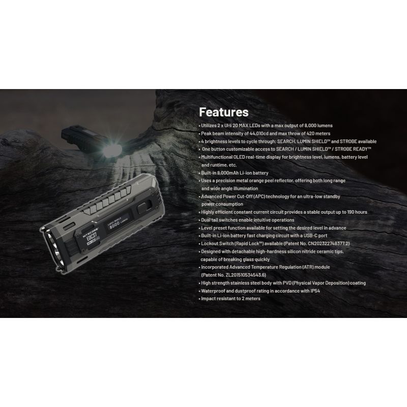 NITECORE EDC37 8000LM USB-C Rechargeable Flashlights 
