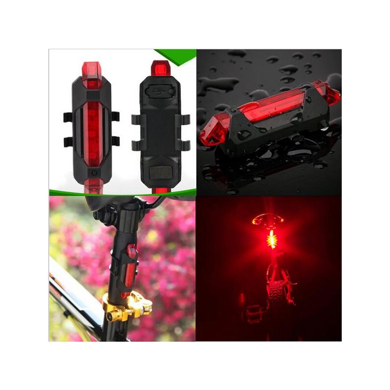 Portable USB Rechargeable Bicycle Taillight Rear Safety Light with Dynamic Flash Modes for Cycling Visibility