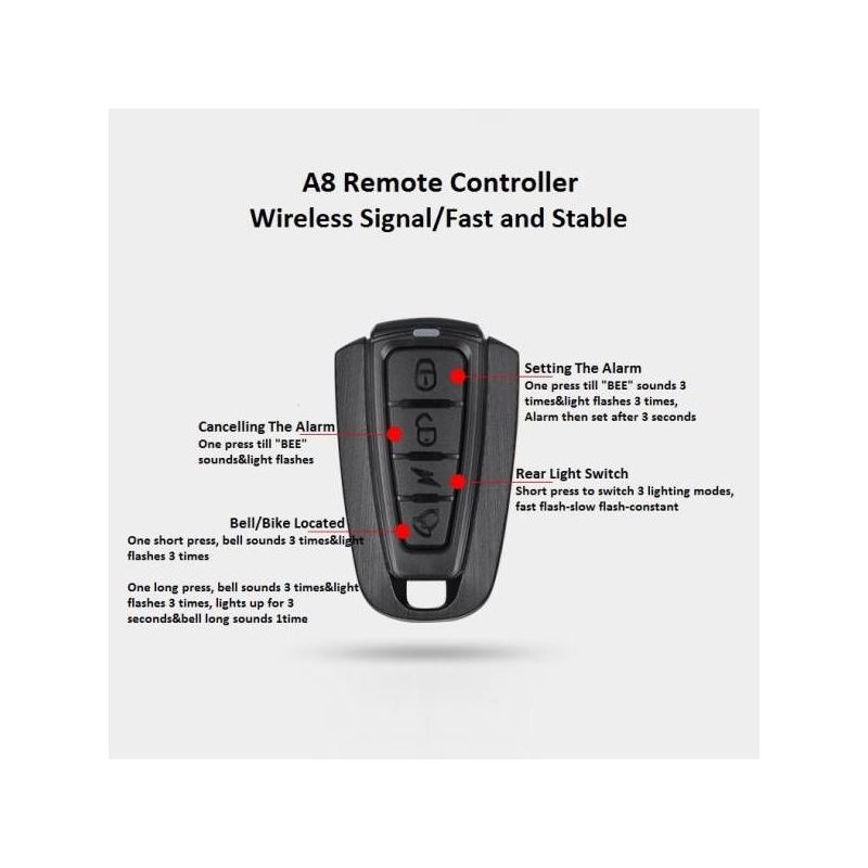 ANTUSI A8 Road Bike Anti-theft Alarm Lock Taillight Cycling Safety with Automatic Brake and Wireless Bell