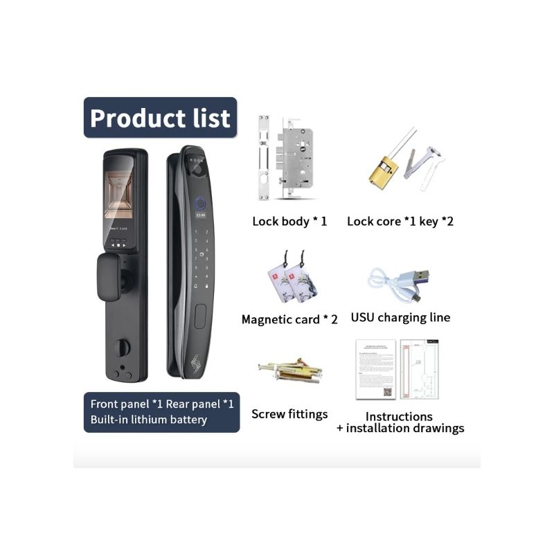 3D Face Smart Door Lock Security Camera Monitor with Intelligent Fingerprint Modern Home Security System