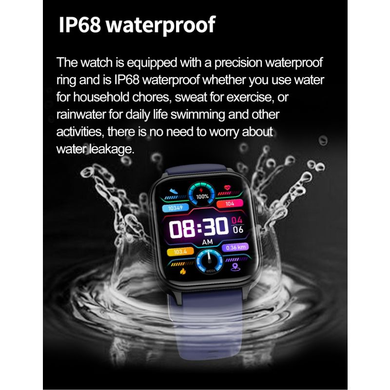 ET570 Blood Glucose Smart Watch ECG Heart Rate Blood Pressure Smartwatch