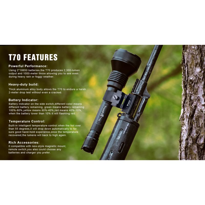 TrustFire T70 Kit High Power 2300 Lumens Rechargeable LED Flashlight Long Beam Camping or Emergency