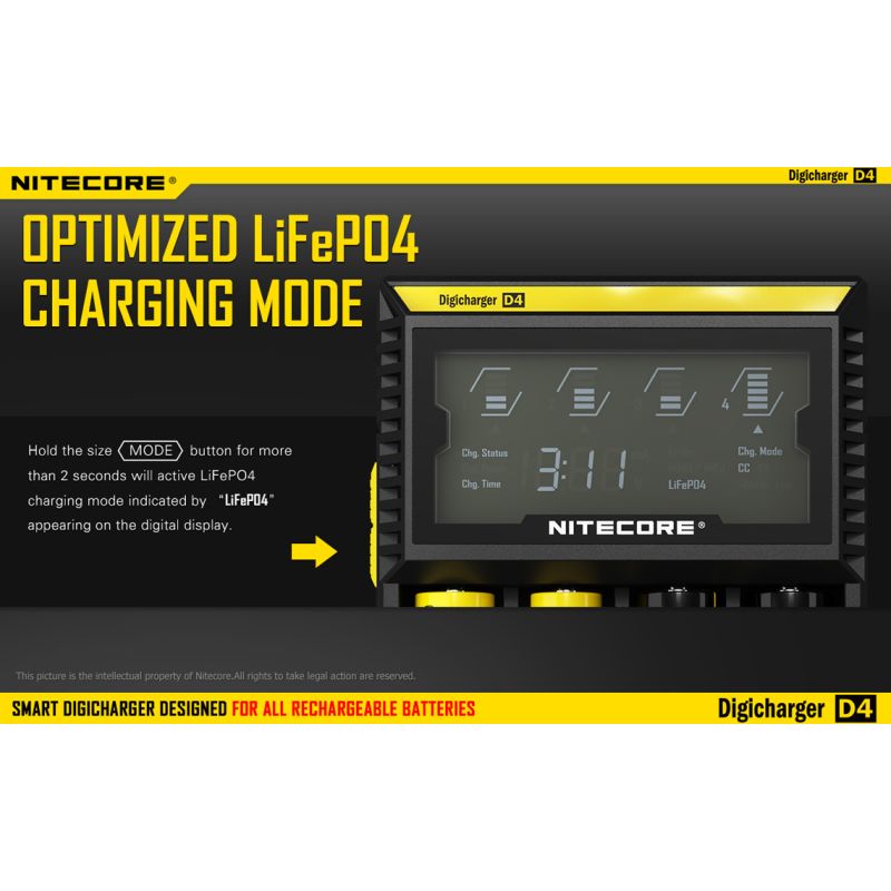 Nitecore D4 Digicharger LCD Display Intelligent Battery Charger Li-ion Ni-MH Smart Power Solution