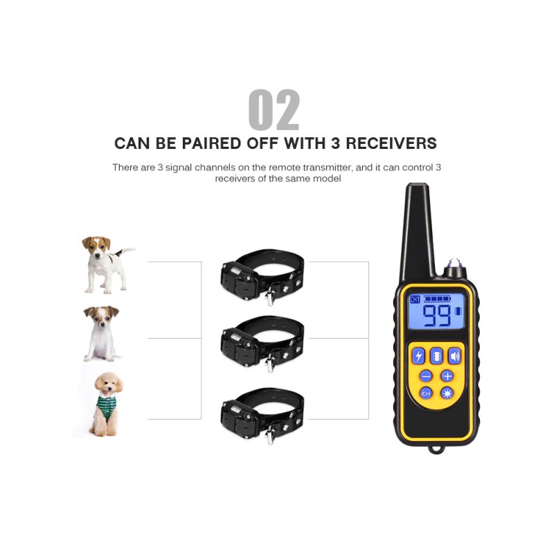 800m Electric Dog Training Collar Waterproof with Adjustable Vibration Levels for All Size Dogs
