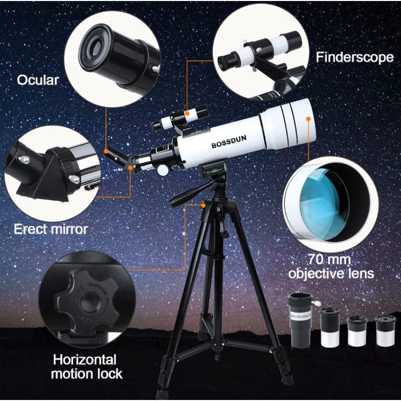 Bossdun 333X Professional Astronomical Telescope for Kids Large Objective Lens for Moon Observation and Stargazing
