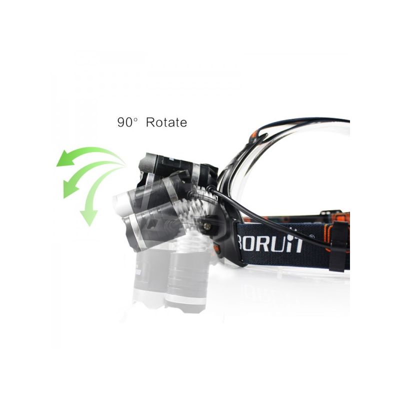 Boruit RJ-3000 LED Headlamp 1000 Lumens Brightness T6 White Light Waterproof for Outdoor Adventure Gear