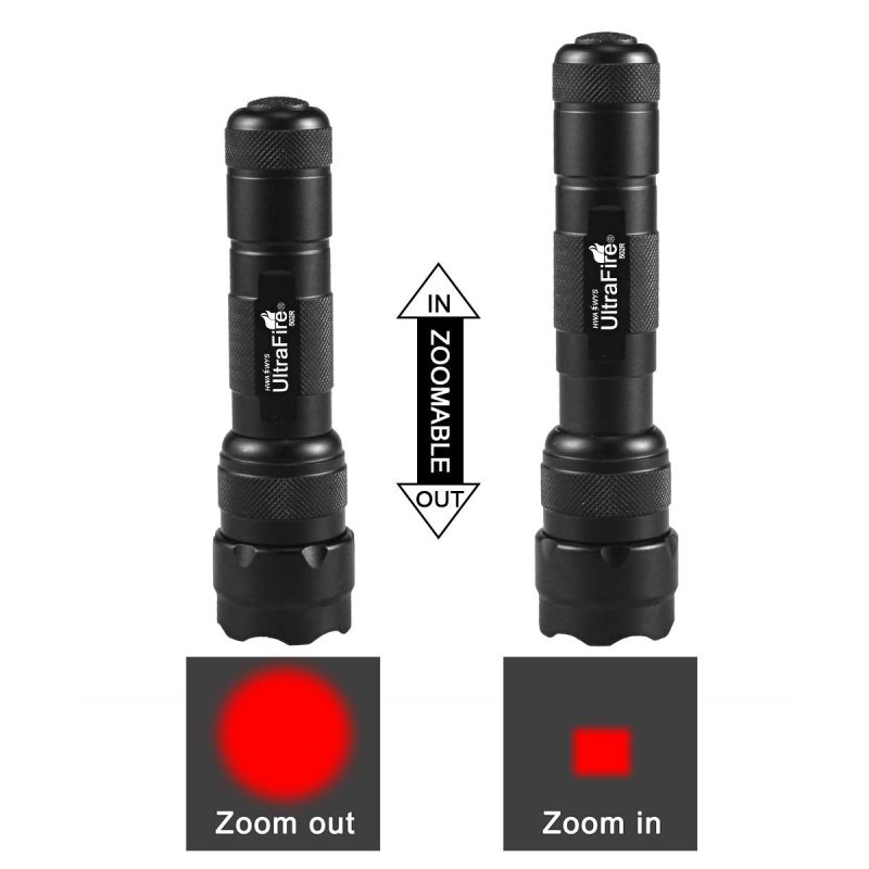UltraFire WF-502B.2 XP-E2 LED Red Light Zoomable Compact Outdoor Flashlight for Night Hiking and Wildlife
