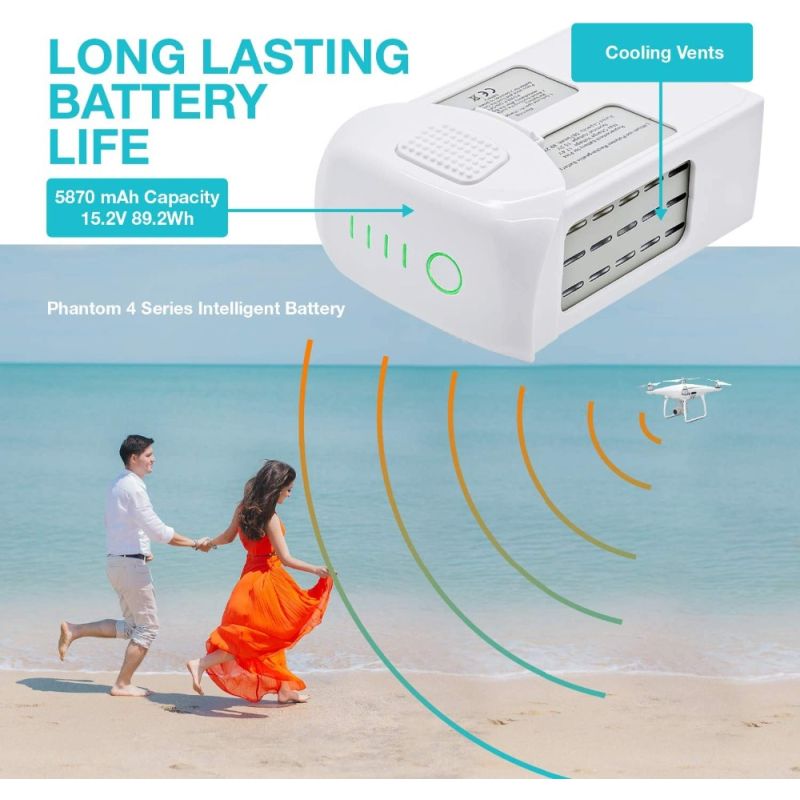 DJI Phantom 4 Series 15.2V 5870mAh Li-Po Battery High Capacity Lightweight Quick Charging for FPV Quadcopter