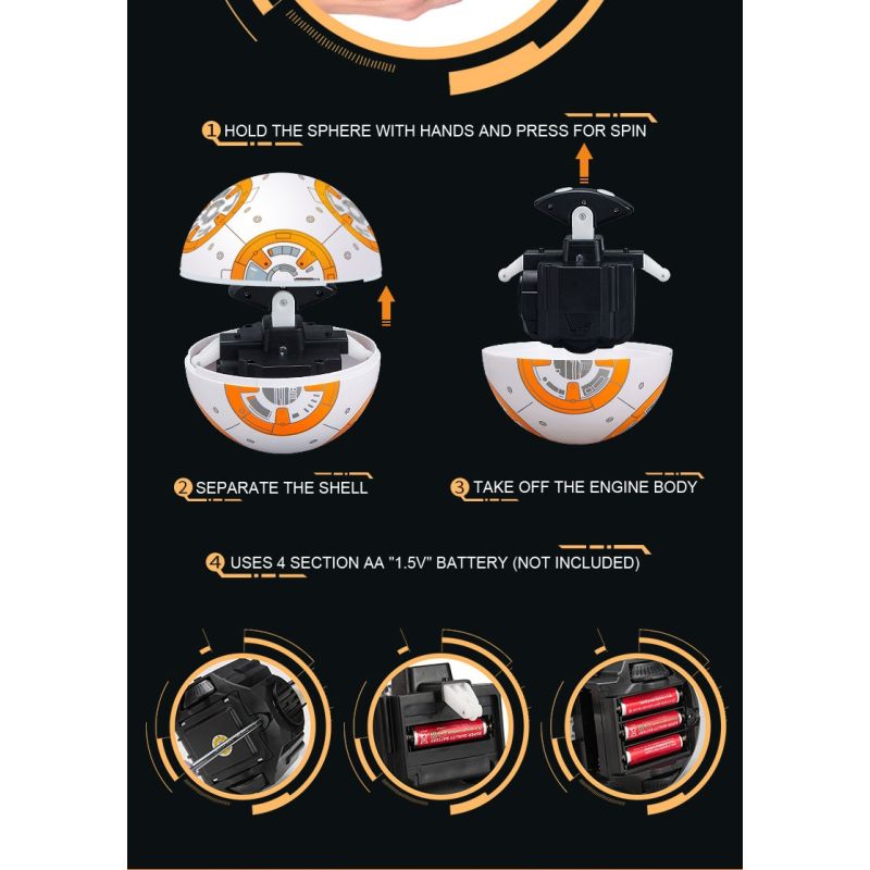 Star Wars BB-8 Remote Control Robot 20.5cm Intelligent RC Toy 360° Rotation Fun for Kids and Collectible