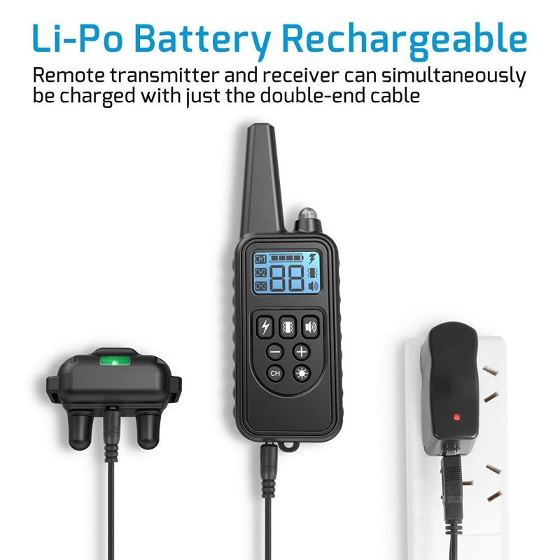 800m Electric Dog Training Collar Waterproof Rechargeable with Adjustable Shock Levels and LCD Display