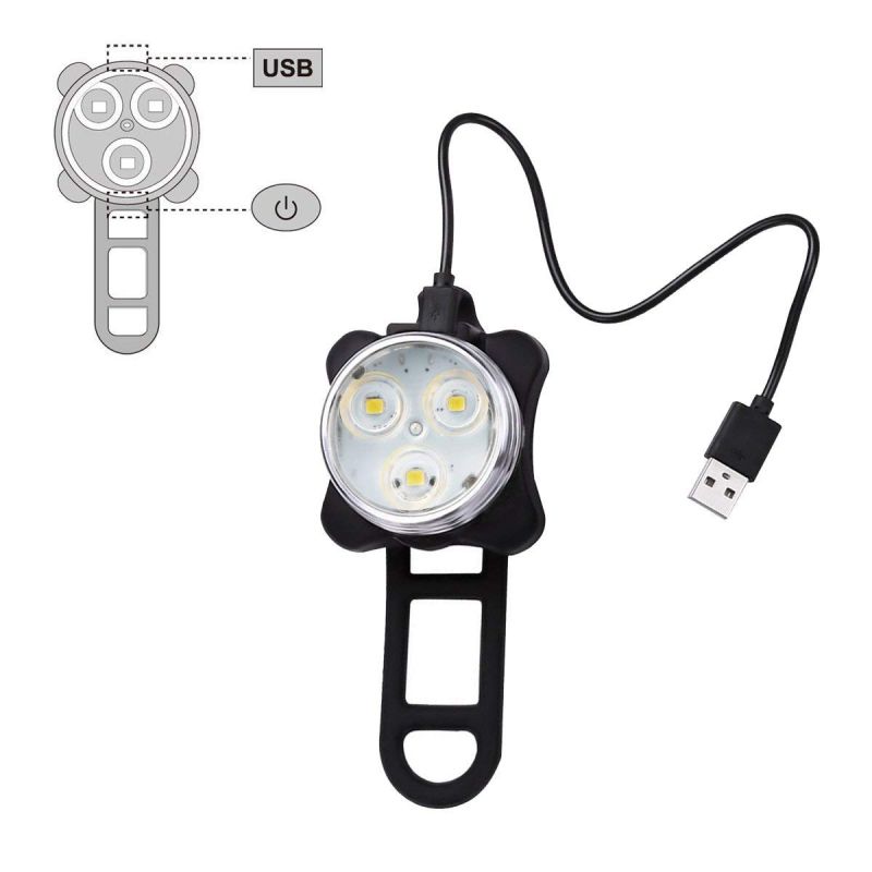USB Rechargeable Bike Light HJ-030 3 LED 4 Modes Waterproof Front Light Cycling Safety Perfect for Night Rides