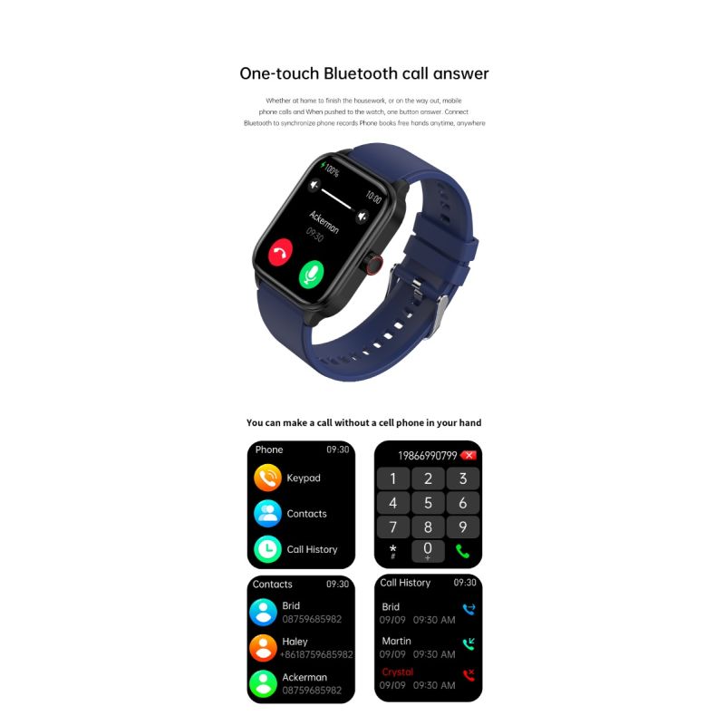 ET540 Blood glucose ECG Body temperature Blood pressure Blood oxygen Heart rate Bluetooth call Smartwatch Fitness Tracker