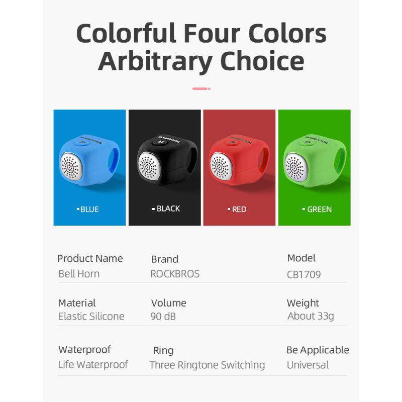 ROCKBROS Electric Cycling Bell with 90 dB Horn Rainproof Design MTB Handlebar Accessory for Safe Riding