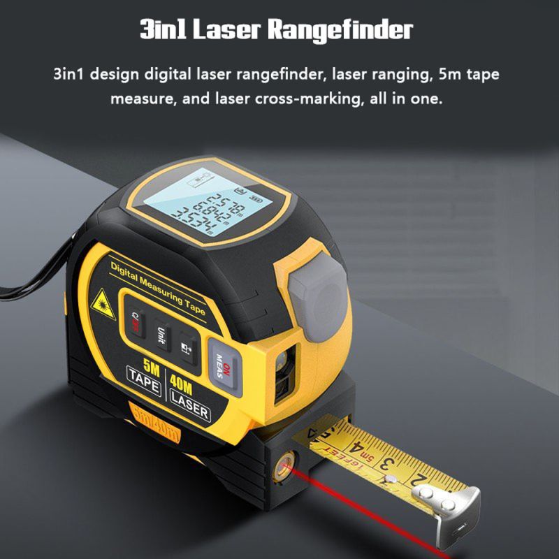 3 in 1 Laser Rangefinder Tape Measure with LCD Display Backlight for Architects Home Improvement Tools