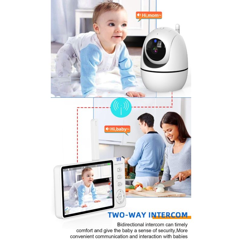 ABM501 Video Baby Monitor 2.4G Wireless 5.0 Inches LCD Night Vision Two Way Audio for Family Safety