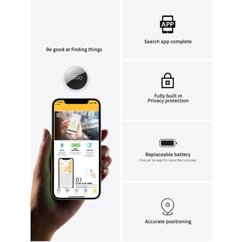 Mini GPS Tracker Bluetooth 4.0 Smart Locator Lightweight Anti-Lost Device for Keys Pets Kids Real-Time Location